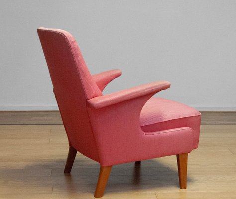 Armchair with Powder Pink Wool Upholstery by Dux, Sweden, 1950s-JE-1801184