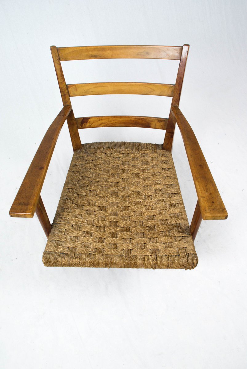 Armchair with Rope Seat in the Style of Gio Ponti