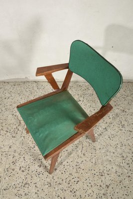 Armchair with Solid Wood Frame and Green Leatherette Seat, Italy, 1960s-RAQ-992112