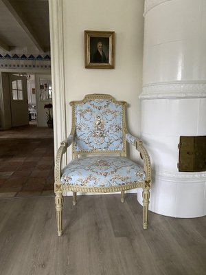 Armchair with Toile de Jouy fabric, 1890s-VAP-1720965