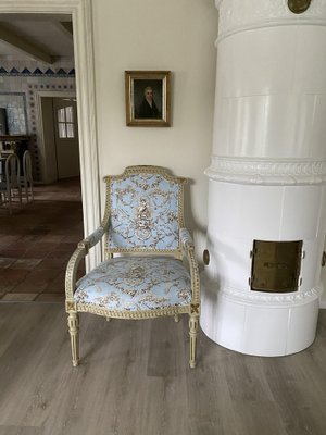 Armchair with Toile de Jouy fabric, 1890s-VAP-1720965