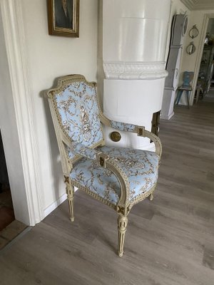 Armchair with Toile de Jouy fabric, 1890s-VAP-1720965