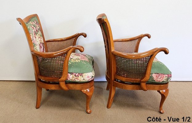 Armchairs and Chippendale Table in Solid Beech, 1950s, Set of 3-RVK-1047660