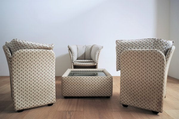 Armchairs and Coffee Table in the Style of B&B Italia, 1970s, Set of 4-KNM-1000038