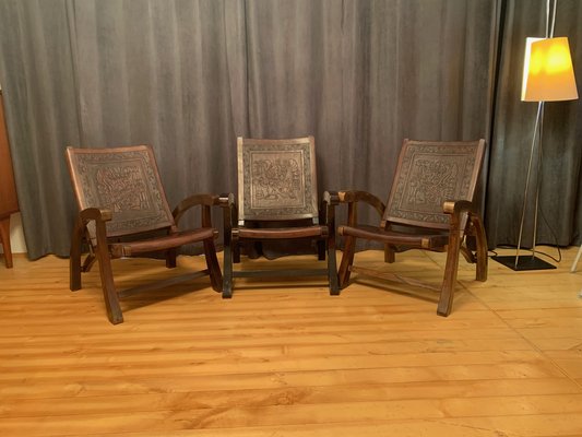 Armchairs attributed to Angel Pazminno for Muebles De Estilo, Ecuador, 1960s, Set of 3-RTR-1703582