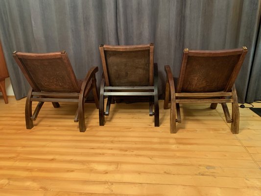 Armchairs attributed to Angel Pazminno for Muebles De Estilo, Ecuador, 1960s, Set of 3-RTR-1703582