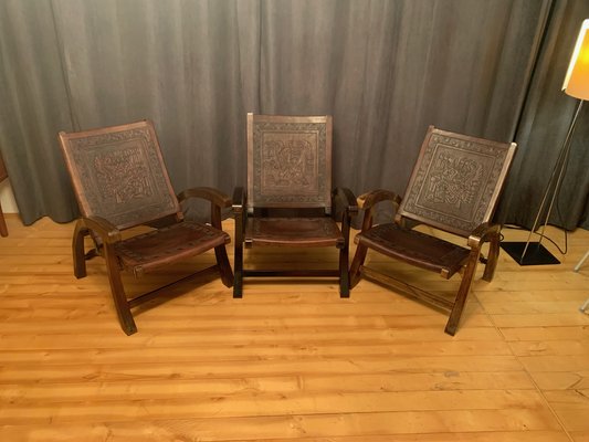 Armchairs attributed to Angel Pazminno for Muebles De Estilo, Ecuador, 1960s, Set of 3-RTR-1703582