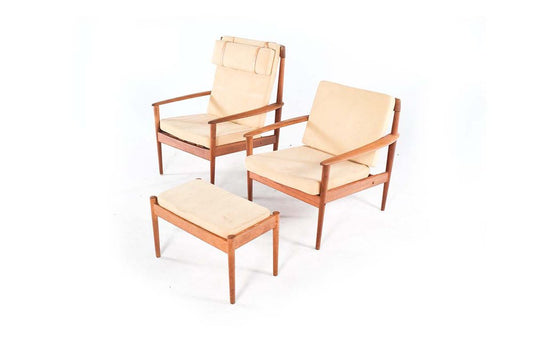 Armchairs by Grete Jalk Edited for Poul Jeppesens Møbelfabrik, 1956, Set of 2