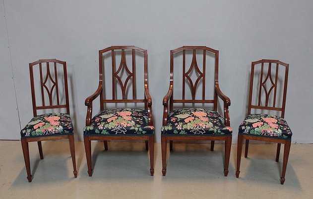 Armchairs & Chairs in Mahogany, 20th Century, Set of 4-RVK-1162246