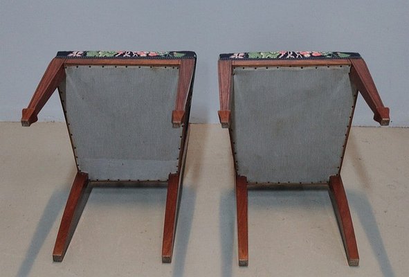 Armchairs & Chairs in Mahogany, 20th Century, Set of 4-RVK-1162246