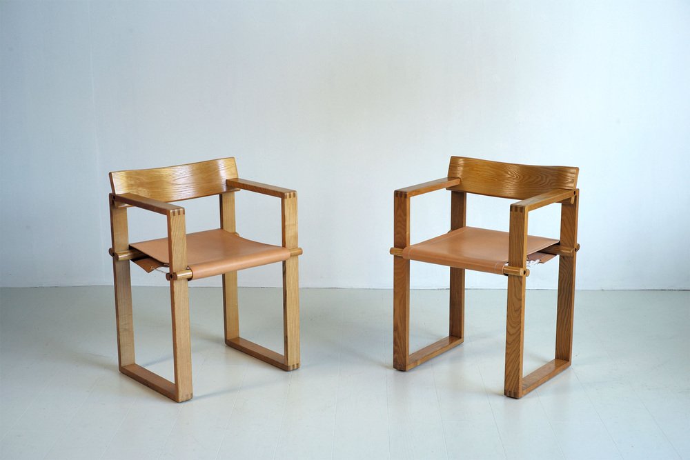 Armchairs in Ash and Leather from Ate Van Apeldoorn, 1970s, Set of 2