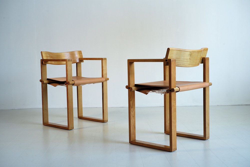 Armchairs in Ash and Leather from Ate Van Apeldoorn, 1970s, Set of 2