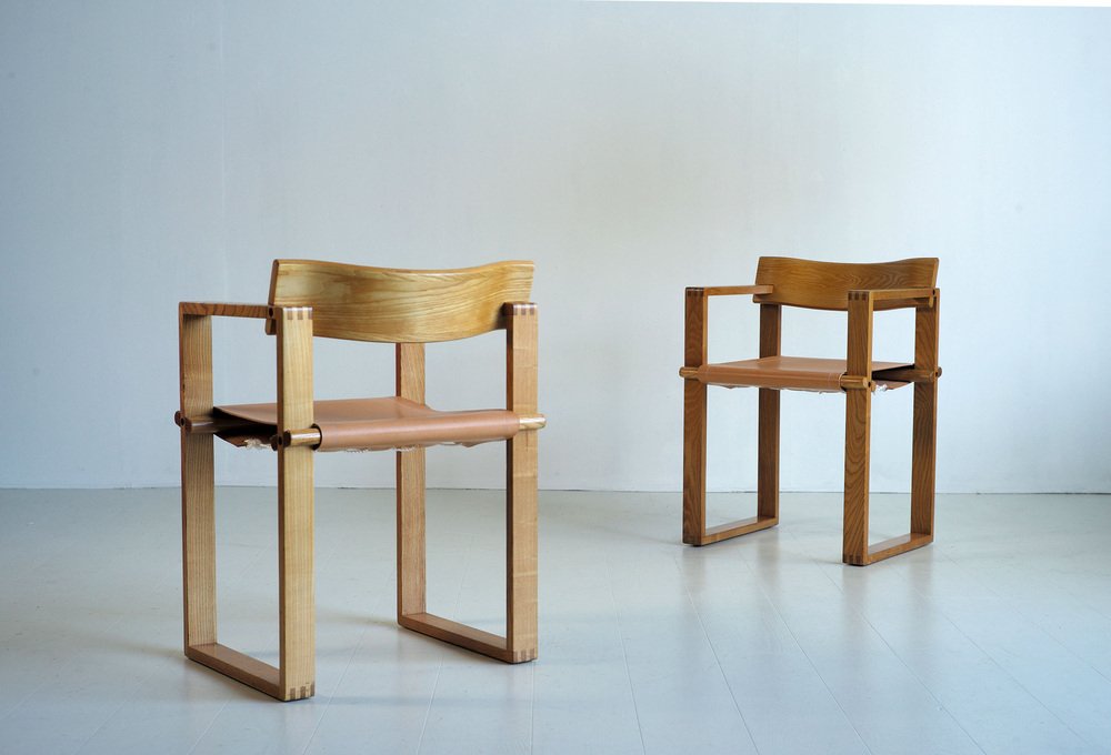 Armchairs in Ash and Leather from Ate Van Apeldoorn, 1970s, Set of 2