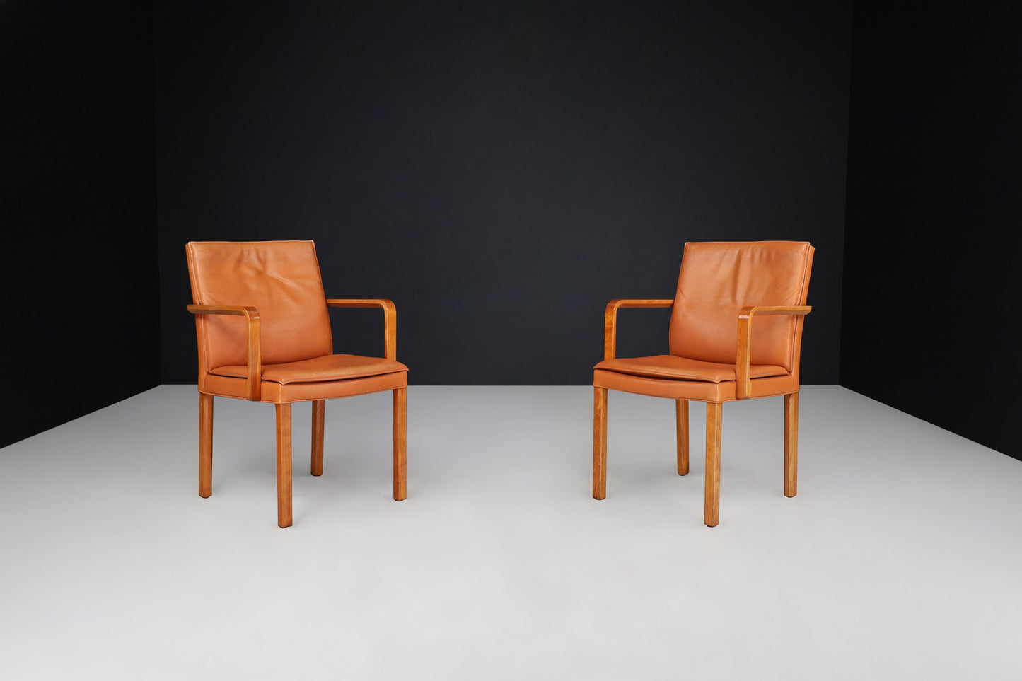 Armchairs in Bentwood and Cognac Leather attributed to Walter Knoll for Walter Knoll / Wilhelm Knoll, Germany, 1970a, Set of 2