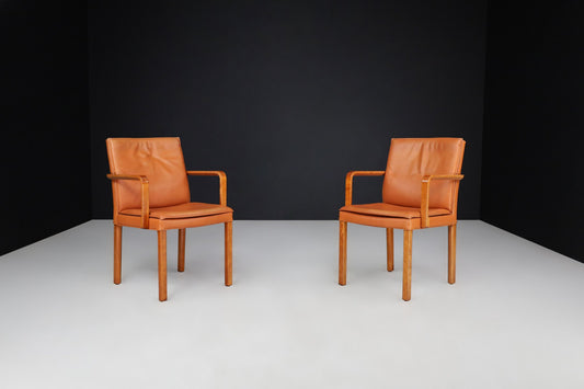 Armchairs in Bentwood and Cognac Leather attributed to Walter Knoll for Walter Knoll / Wilhelm Knoll, Germany, 1970a, Set of 2