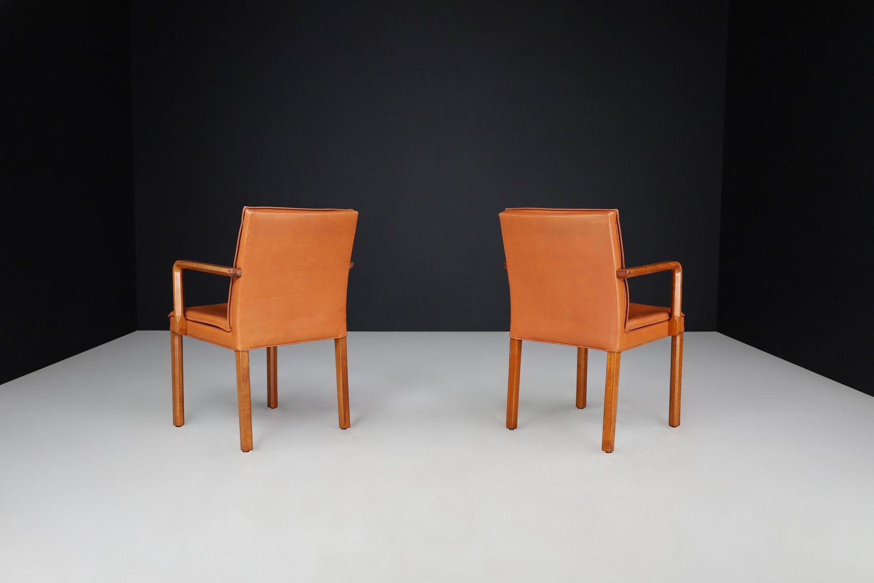 Armchairs in Bentwood and Cognac Leather attributed to Walter Knoll for Walter Knoll / Wilhelm Knoll, Germany, 1970a, Set of 2