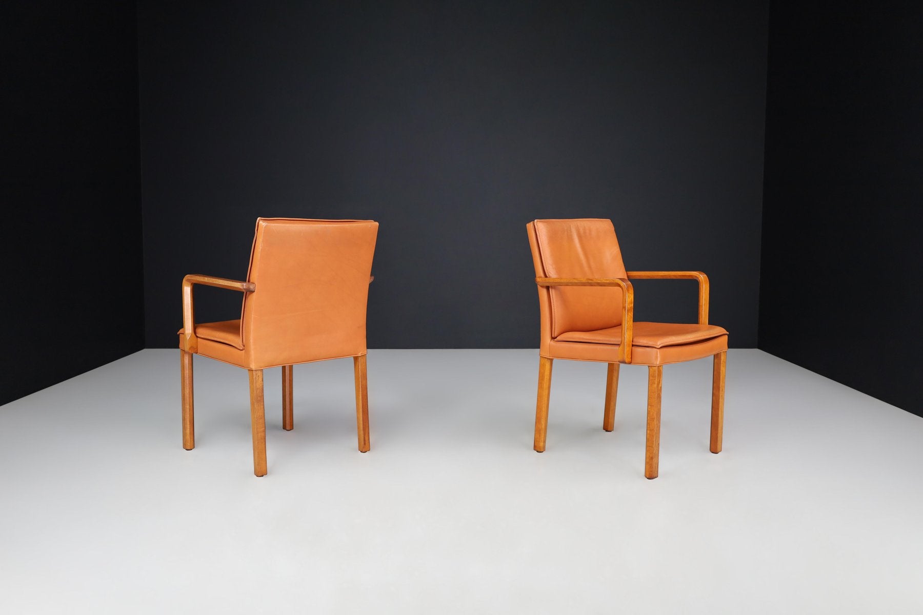 Armchairs in Bentwood and Cognac Leather attributed to Walter Knoll for Walter Knoll / Wilhelm Knoll, Germany, 1970a, Set of 2