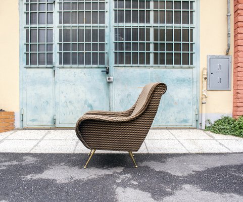 Armchairs in Fabric with Brass Legs, Italy, 1960s, Set of 2-VCV-1264397