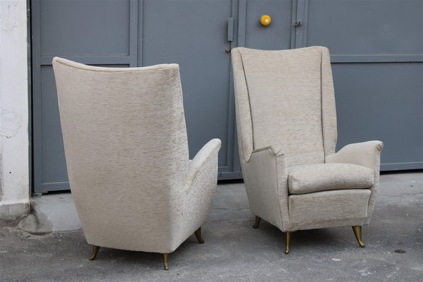 Armchairs in Gilded Aluminum & Velvet from ISA, 1950s, Set of 2-EH-989960