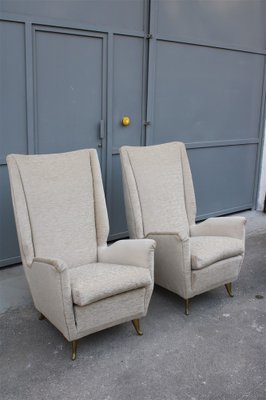 Armchairs in Gilded Aluminum & Velvet from ISA, 1950s, Set of 2-EH-989960