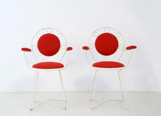 Armchairs in Iron, 1950s, Set of 2