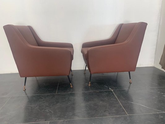 Armchairs in Leatherette, Italy, 1950s, Set of 2-IJR-1047647