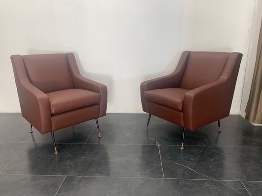 Armchairs in Leatherette, Italy, 1950s, Set of 2-IJR-1047647