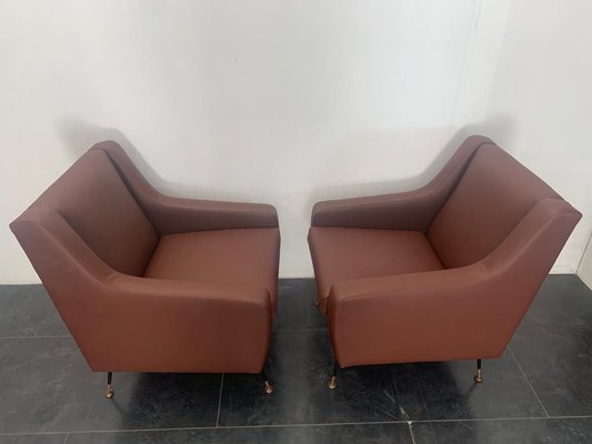 Armchairs in Leatherette, Italy, 1950s, Set of 2-IJR-1047647