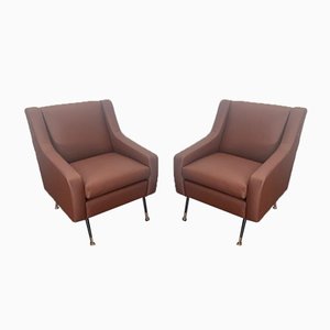 Armchairs in Leatherette, Italy, 1950s, Set of 2-IJR-1047647