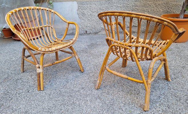 Armchairs in Malacca and Bamboo, 1950s, Set of 2-OHK-1787040