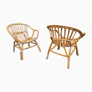 Armchairs in Malacca and Bamboo, 1950s, Set of 2-OHK-1787040