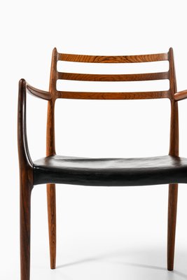 Armchairs in Rosewood and Black Leather attributed to Niels Otto Møller, 1960s, Set of 10-SC-1813925