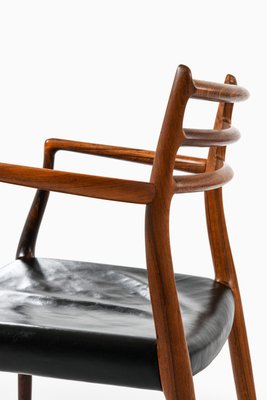 Armchairs in Rosewood and Black Leather attributed to Niels Otto Møller, 1960s, Set of 10-SC-1813925