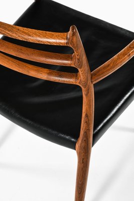 Armchairs in Rosewood and Black Leather attributed to Niels Otto Møller, 1960s, Set of 10-SC-1813925