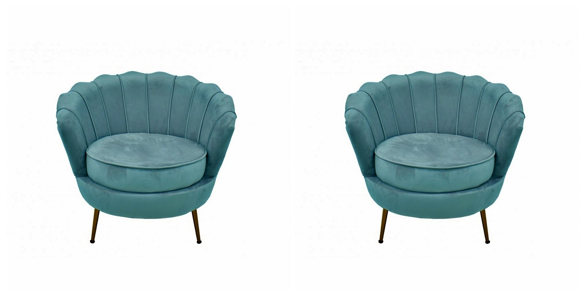 Armchairs in Turquoise Velvet by Spanish Manufactory, Set of 2