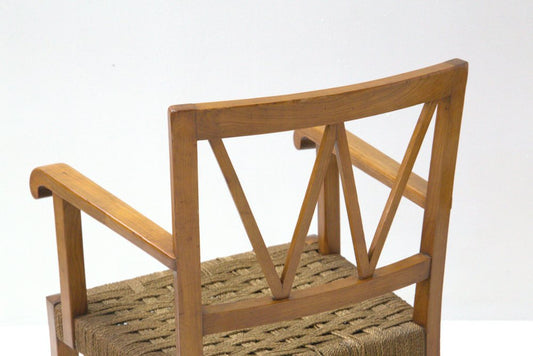 Armchairs in Walnut and Rope by Paolo Buffa, 1950, Set of 2