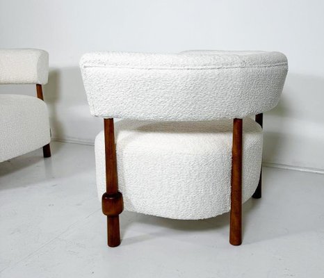 Armchairs in Wood and White Boucle Fabric, Italy-FGA-2041588