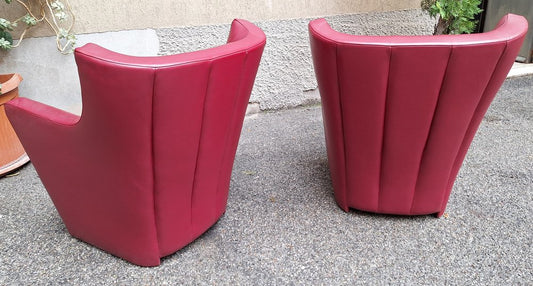 Armchairs Model 638 Redele Grandi Maestro in Red Leather by Gerrit Thomas Rietveld for Cassina, 1998, Set of 2