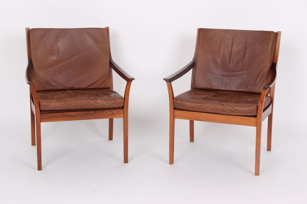 Armchairs Model Vinett in Rosewood and Leather by Torbjørn Afdal for Bruksbo, 1960s, Set of 2-DQ-1726340