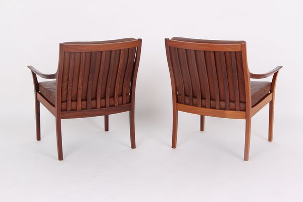 Armchairs Model Vinett in Rosewood and Leather by Torbjørn Afdal for Bruksbo, 1960s, Set of 2-DQ-1726340