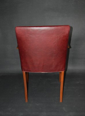 Armchairs of Burgundy Red Leather Teak by Ole Wanscher for A.J. Iversen, 1950s, Set of 2-ZKR-2023757