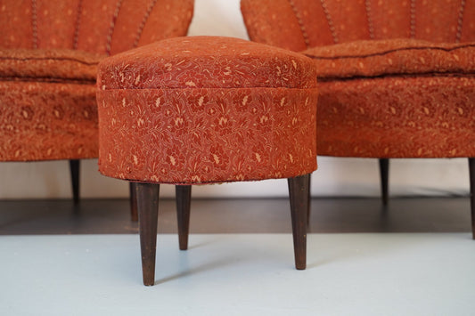 Armchairs & Ottoman in the Style of Gio Ponti, Italy, 1950s, Set of 3