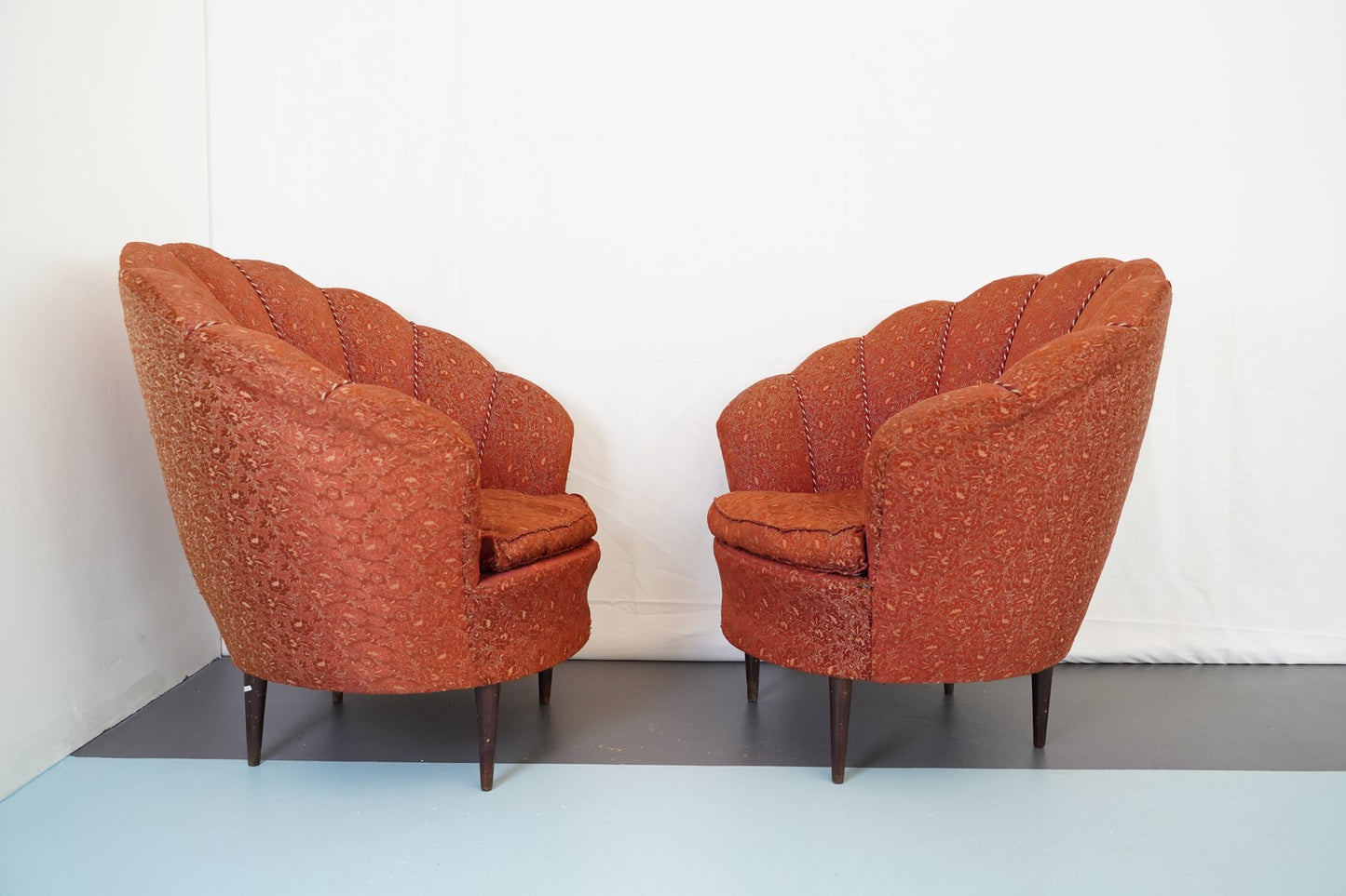 Armchairs & Ottoman in the Style of Gio Ponti, Italy, 1950s, Set of 3