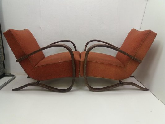 Armchairs + Spider Table by Halabala for Thonet, Czechoslovakia, 1930s, Set of 3-TZ-1033128