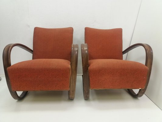 Armchairs + Spider Table by Halabala for Thonet, Czechoslovakia, 1930s, Set of 3-TZ-1033128