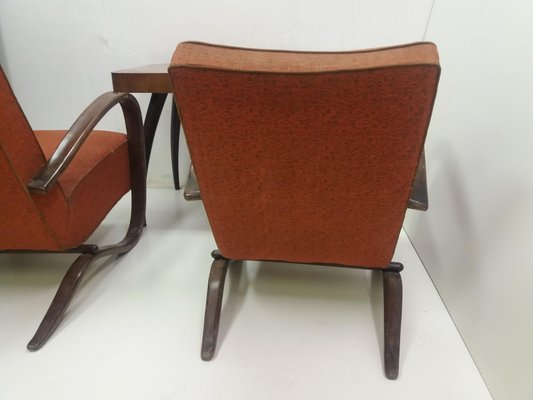 Armchairs + Spider Table by Halabala for Thonet, Czechoslovakia, 1930s, Set of 3-TZ-1033128