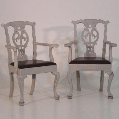 Armchairs with Leather Seats, Set of 2-SA-1231792