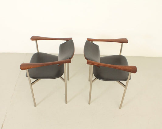 Armchairs with Swivel Backrest, 1960s, Set of 2