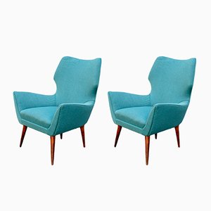 Armchairs with Wooden Structure and Padded Seats, 1950s, Set of 2-VCV-1285594