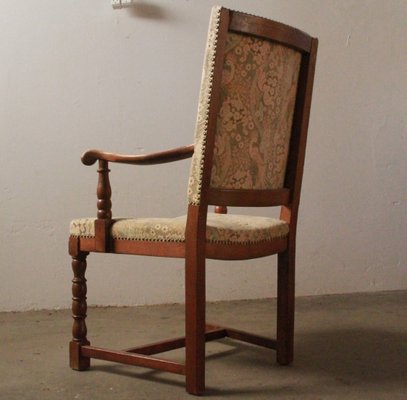 Armchiar Throne in Peacock Upholstery, Denmark, 1920s-QNP-2016626